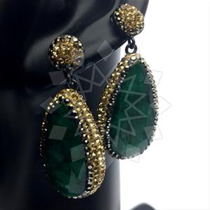 925 Sterling Silver Gem and Crystals Single Drop Earrings