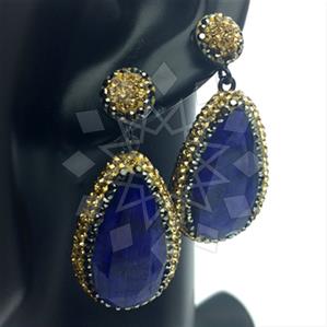 925 Sterling Silver Gem and Crystals Single Drop Earrings