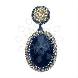 925 Sterling Silver Gem and Crystals Single Drop Gem Pendant