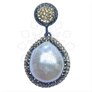 925 Sterling Silver Gem and Crystals Single Drop Gem Pendant