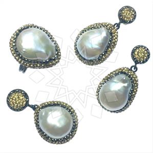 925 Sterling Silver Gem and Crystals Ring Earring Pendant Sets