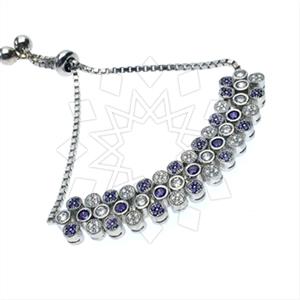 925 Sterling Silver Zirconia Statement  Adjustable Bracelet