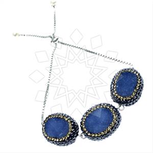 925 Sterling Silver Gem and Crystals Adjustable Bracelet