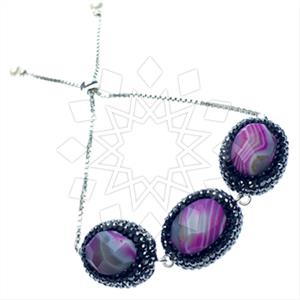 925 Sterling Silver Gem and Crystals Adjustable Bracelet