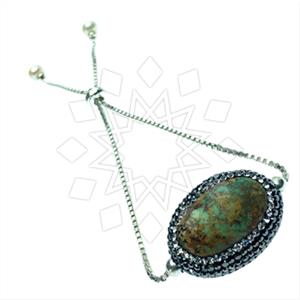 925 Sterling Silver Gem and Crystals Adjustable Bracelet