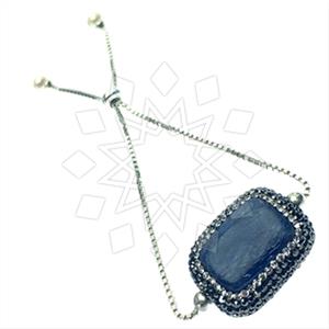 925 Sterling Silver Gem and Crystals Adjustable Bracelet