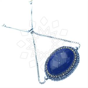 925 Sterling Silver Gem and Crystals Adjustable Bracelet