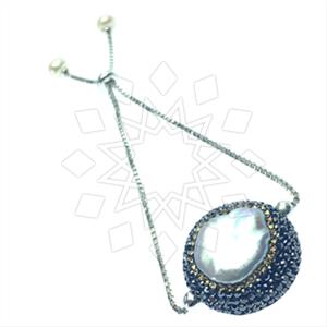 925 Sterling Silver Gem and Crystals Adjustable Bracelet