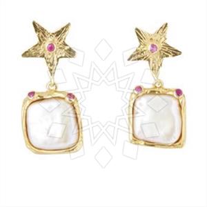 925 Sterling Silver Moon and Stars Dangle Earrings