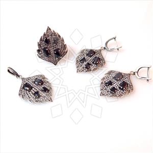 925 Sterling Silver Flower Ring Earring Pendant Sets