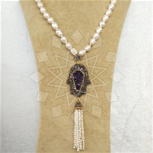 Fashion Gem and Crystals Tassel Necklace