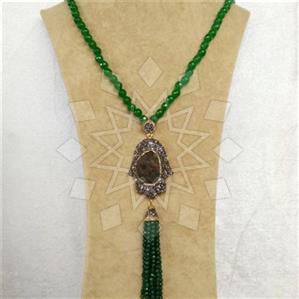 Fashion Gem and Crystals Tassel Necklace