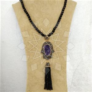 Fashion Gem and Crystals Tassel Necklace