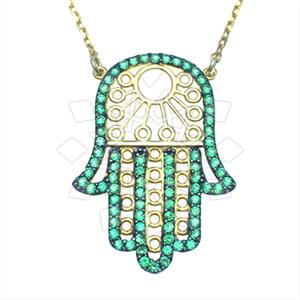 925 Sterling Silver Hamsa Hand Pendant Necklace