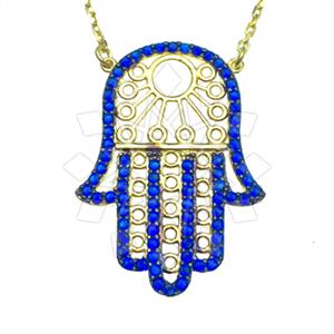 925 Sterling Silver Hamsa Hand Pendant Necklace