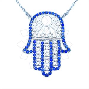 925 Sterling Silver Hamsa Hand Pendant Necklace