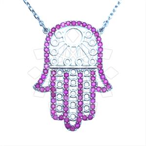 925 Sterling Silver Hamsa Hand Pendant Necklace