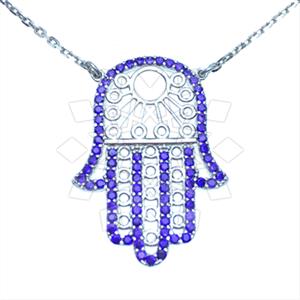 925 Sterling Silver Hamsa Hand Pendant Necklace