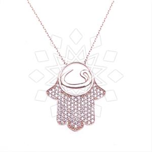 925 Sterling Silver Hamsa Hand Pendant Necklace
