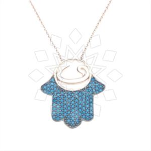 925 Sterling Silver Hamsa Hand Pendant Necklace