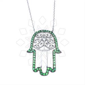 925 Sterling Silver Hamsa Hand Pendant Necklace