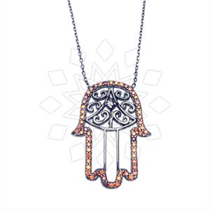 925 Sterling Silver Hamsa Hand Pendant Necklace