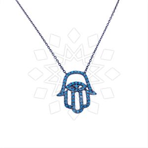 925 Sterling Silver Hamsa Hand Pendant Necklace