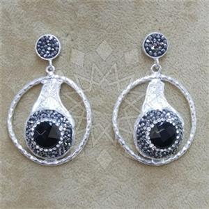 Fashion Gem and Crystals Single Drop Earrings