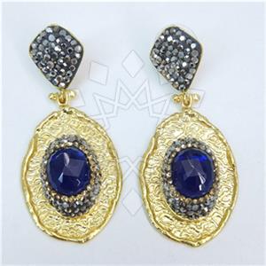 Fashion Gem and Crystals Single Drop Earrings