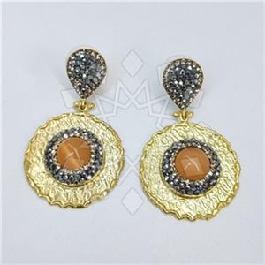 Fashion Gem and Crystals Dangle Earrings