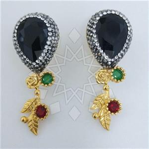 Fashion Gem and Crystals Single Drop Earrings