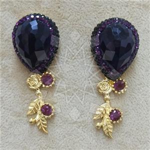 Fashion Gem and Crystals Single Drop Earrings