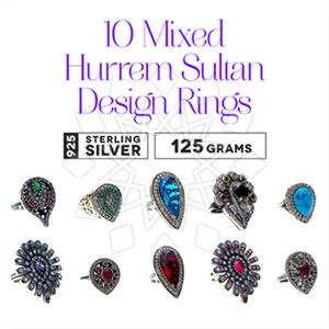 Turkish Silver Gemstone Rings 10 Pieces