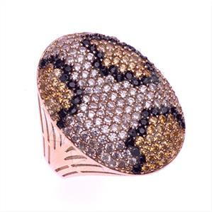 925 Sterling Silver Leopard Pattern  Cocktail Rings