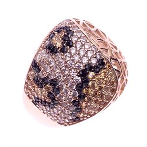 925 Sterling Silver Leopard Pattern  Cocktail Rings