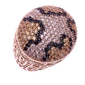 925 Sterling Silver Leopard Pattern  Cocktail Rings