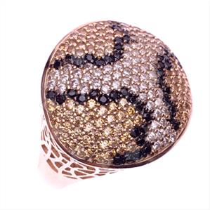 925 Sterling Silver Leopard Pattern  Cocktail Rings