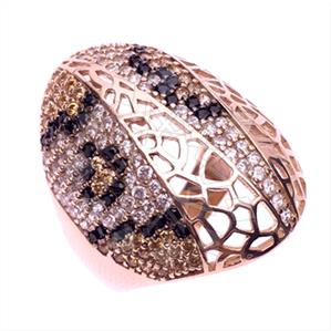 925 Sterling Silver Leopard Pattern  Cocktail Rings