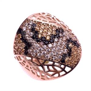 925 Sterling Silver Leopard Pattern  Cocktail Rings