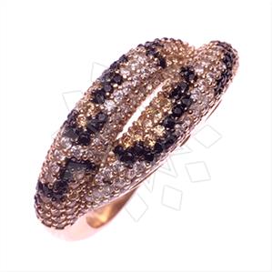 925 Sterling Silver Leopard Pattern  Cocktail Rings