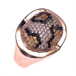 925 Sterling Silver Leopard Pattern  Cocktail Rings