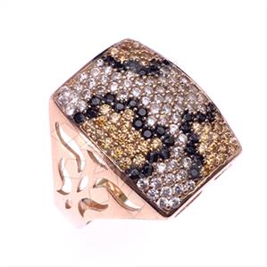 925 Sterling Silver Leopard Pattern  Cocktail Rings