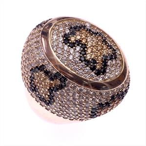 925 Sterling Silver Leopard Pattern  Cocktail Rings