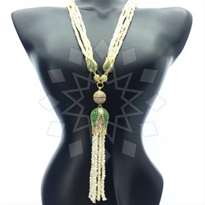 Fashion Beaded Tassel  Tassel Necklace