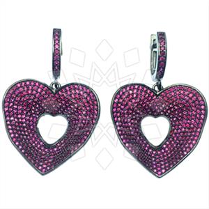925 Sterling Silver Heart Statement Earring