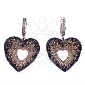 925 Sterling Silver Heart Statement Earring