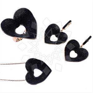 925 Sterling Silver Heart Ring Earring Necklace Sets