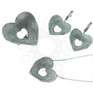 925 Sterling Silver Heart Ring Earring Necklace Sets