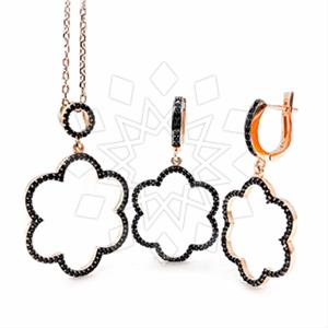 925 Sterling Silver Flower Earrings Necklace Sets