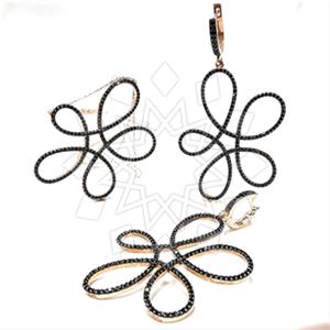 925 Sterling Silver Geometric Earrings Necklace Sets